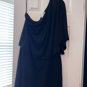 Jessica Simpson Black One-Shoulder Draped Evening Dress